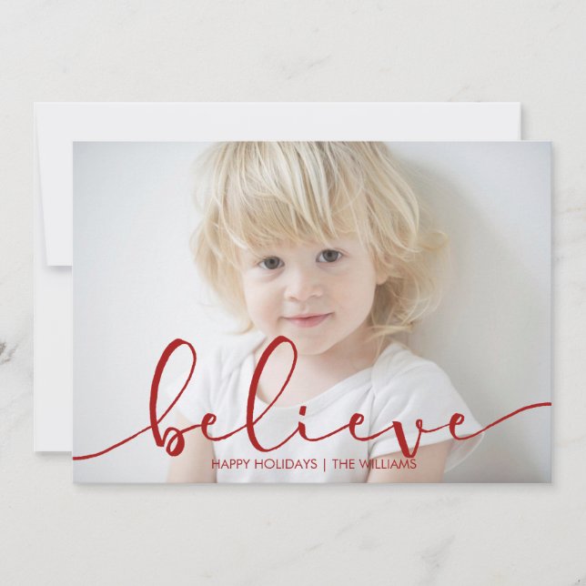 Cartes Pour Fêtes Annuelles Photo simple Croire Red Holiday (Devant)