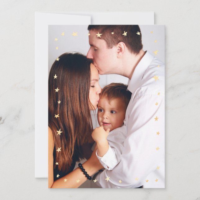 Cartes Pour Fêtes Annuelles Photo simple d'encadrement étoile or (Devant)