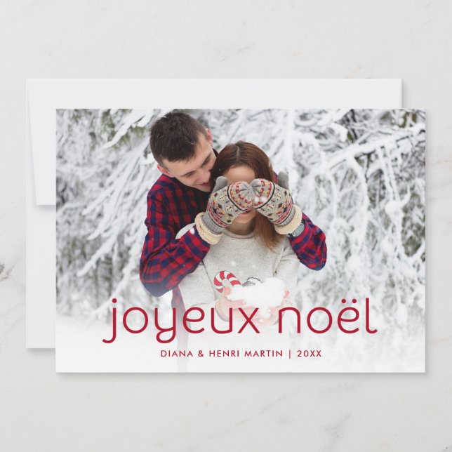 Cartes Pour Fêtes Annuelles Photo simple et d'amusement du rouge | Joyeux Noel (Devant)
