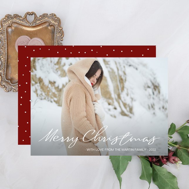 Cartes Pour Fêtes Annuelles Photo simple et de fête de Joyeux Noël de points (Créateur téléchargé)