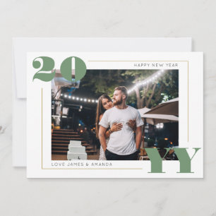 Cartes Pour Fêtes Annuelles Photo simple et vert gras 2024 Nouvel An