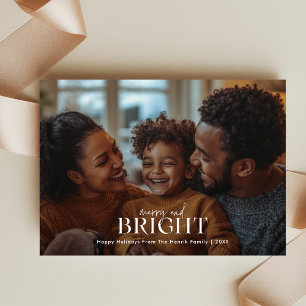 Cartes Pour Fêtes Annuelles Photo simple Joyeux et brillant superposition de N