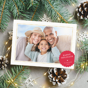Cartes Pour Fêtes Annuelles PHOTO SIMPLE moderne minimaliste tache festive rou
