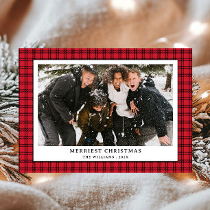 Cartes Pour Fêtes Annuelles Photo simple rouge et noire de Noël