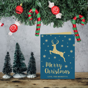 Cartes Pour Fêtes Annuelles Photo Solive Gold Glitter Reindeer Christmas