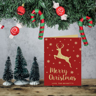 Cartes Pour Fêtes Annuelles Photo Solive Gold Glitter Reindeer Christmas