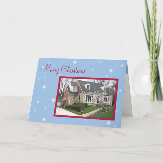 Cartes Pour Fêtes Annuelles Photo sur mesure voeux de Noël bleu neige (Devant)