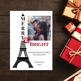 Cartes Pour Fêtes Annuelles Photo Tour Eiffel Paris Joyeux et lumineux Noël