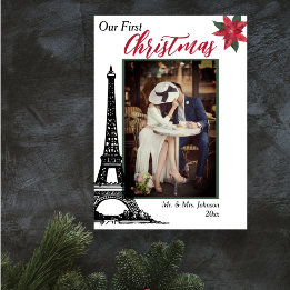 Cartes Pour Fêtes Annuelles Photo Tour Eiffel Paris Premier Noël de couple