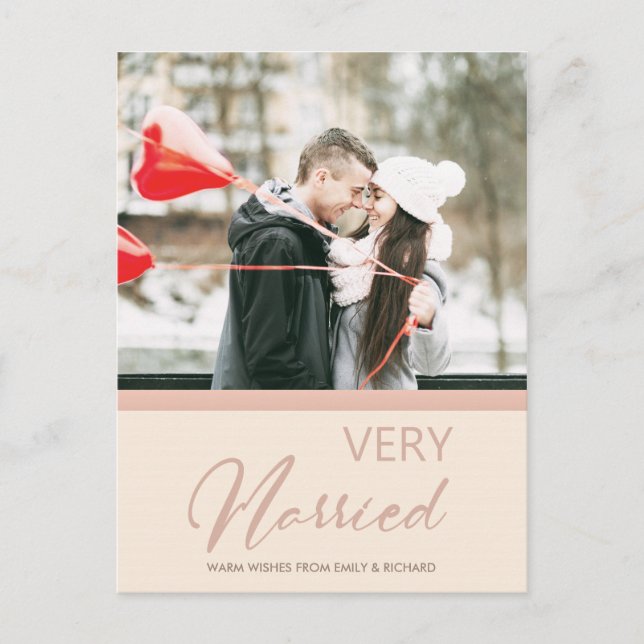 CARTES POUR FÊTES ANNUELLES PHOTO TRÈS MARIÉE DU ROSE ROSE BLANC DOUX (Devant)
