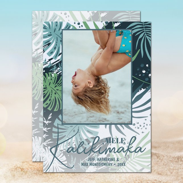 Cartes Pour Fêtes Annuelles Photo tropicale Mele Kalikimaka (Créateur téléchargé)