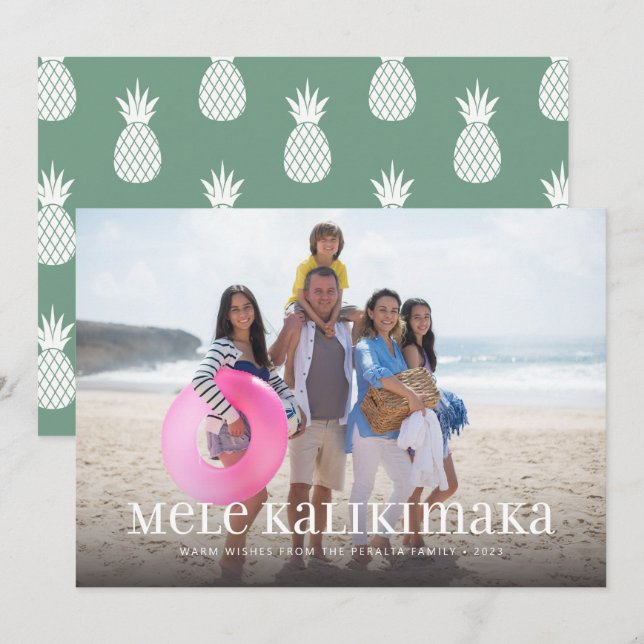 Cartes Pour Fêtes Annuelles Photo unique de Mele Kalikimaka (Devant / Derrière)