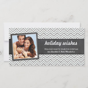 Cartes Pour Fêtes Annuelles PHOTO VACANCES rétro chevron argent parties scinti