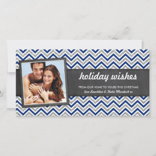Cartes Pour Fêtes Annuelles PHOTO VACANCES rétro chevron argent parties scinti