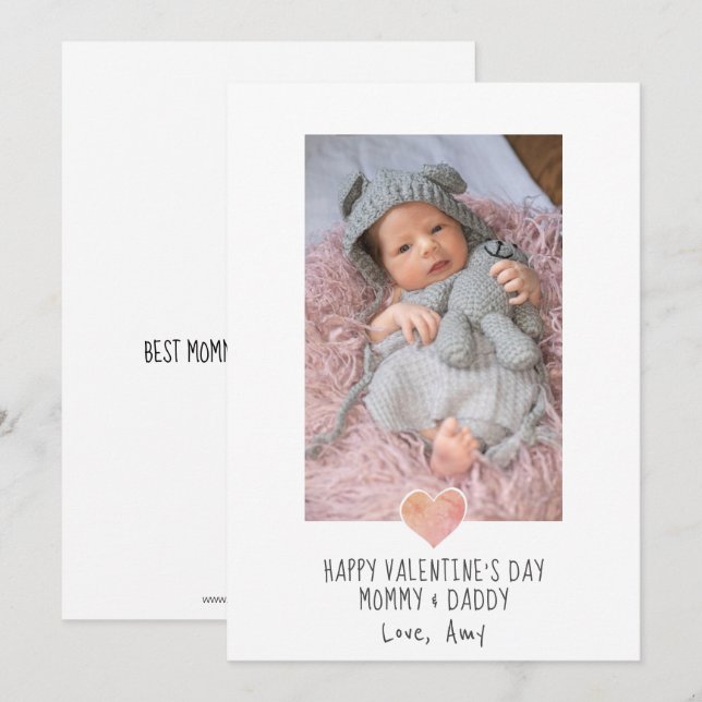 Cartes Pour Fêtes Annuelles Photo Valentine Pour Maman Et Papa Nouveaux Parent (Devant / Derrière)