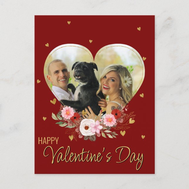 Cartes Pour Fêtes Annuelles Photo Valentines Jour Coeur Or Parties scintillant (Devant)