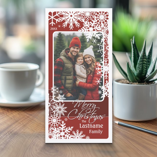 Cartes Pour Fêtes Annuelles Photo verticale - Laisser neiger - Bourgogne (Classic Christmas Photo Card)