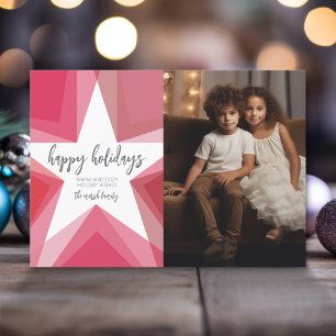 Cartes Pour Fêtes Annuelles Photo verticale Star moderne - Rouge rose - Joyeux