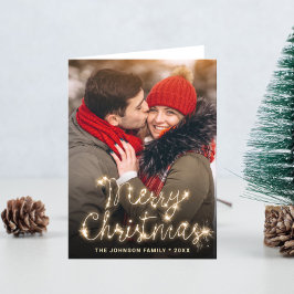 Cartes Pour Fêtes Annuelles PHOTO Vœux de Noël modernes dorés