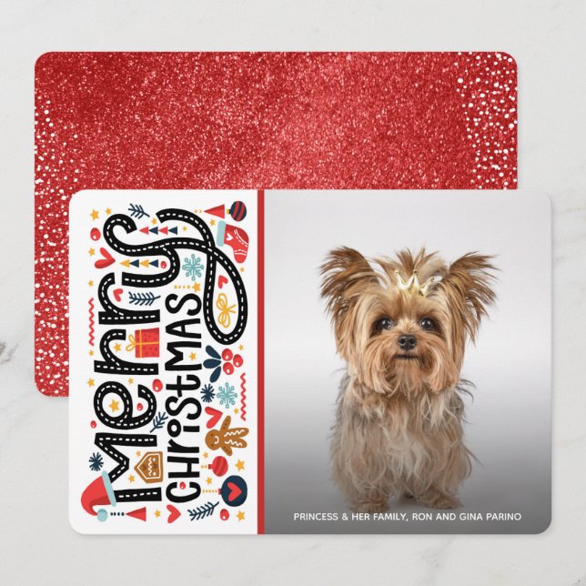 Cartes Pour Fêtes Annuelles Photo Whimsical Joyeux Noël (Devant / Derrière)