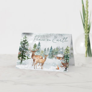 Cartes Pour Fêtes Annuelles Photo Winter Wonderland Forêt Animaux Paix Terre