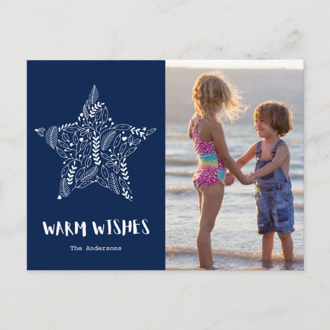Cartes Pour Fêtes Annuelles Photo Wishes Beach Navy Blue Family (Devant)