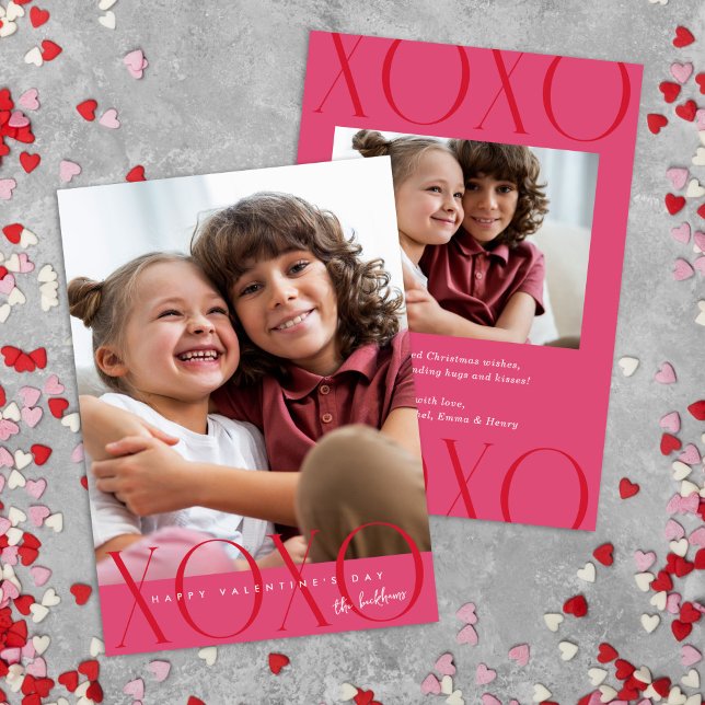Cartes Pour Fêtes Annuelles Photo XOXO rose moderne Saint Valentin (Créateur téléchargé)