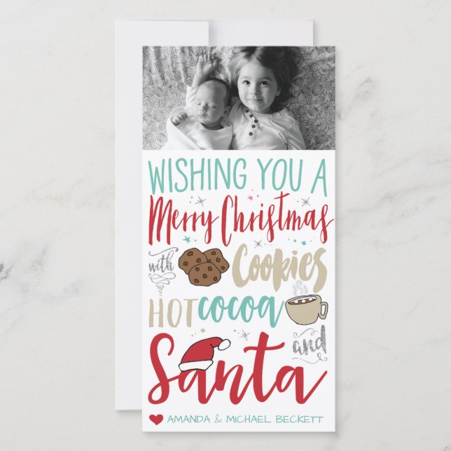Cartes Pour Fêtes Annuelles Photocard de Noël - Père Noël, Cookies, Chocolat c (Devant)