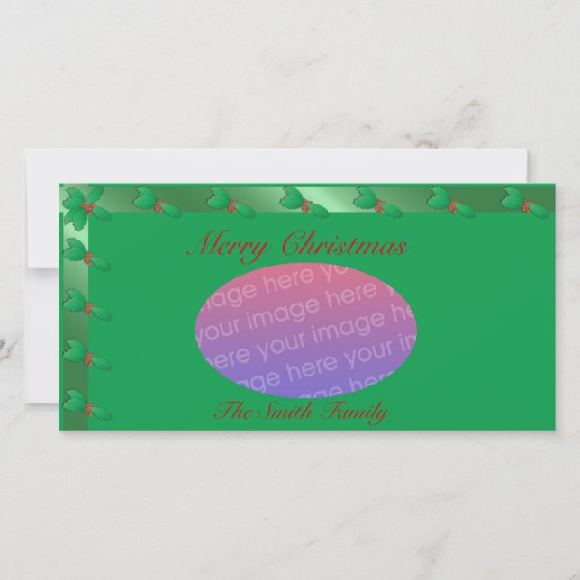Cartes Pour Fêtes Annuelles Photocard personnalisable Noël Holly (Devant)
