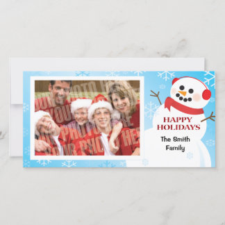 Cartes Pour Fêtes Annuelles Photocard simple de bonhomme de neige