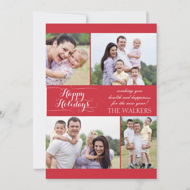 Cartes Pour Fêtes Annuelles Photocarte de vacances rouge (Devant)