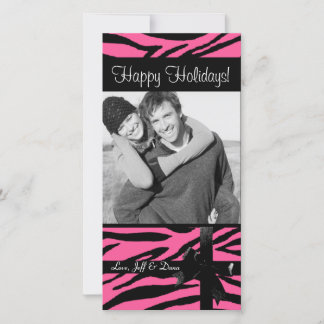 Cartes Pour Fêtes Annuelles Photocarte rose imprimé zèbre