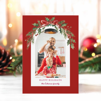 Cartes Pour Fêtes Annuelles Photographie d'arche florale de Noël à l'aquarelle