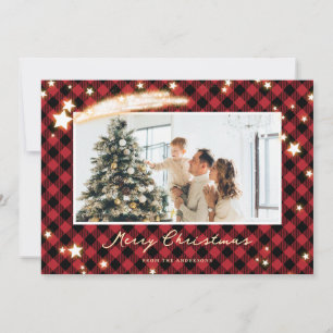 Cartes Pour Fêtes Annuelles Photographie de l'étoile Plaid de Buffalo noir et 