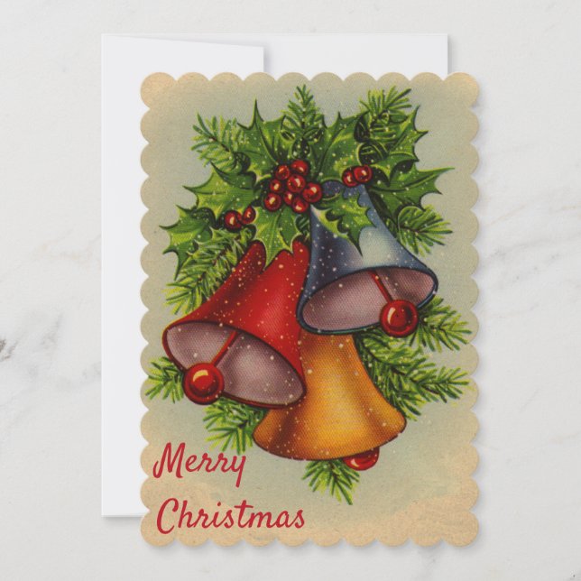 Cartes Pour Fêtes Annuelles Photographie de Noël Bells Flat Holiday (Devant)