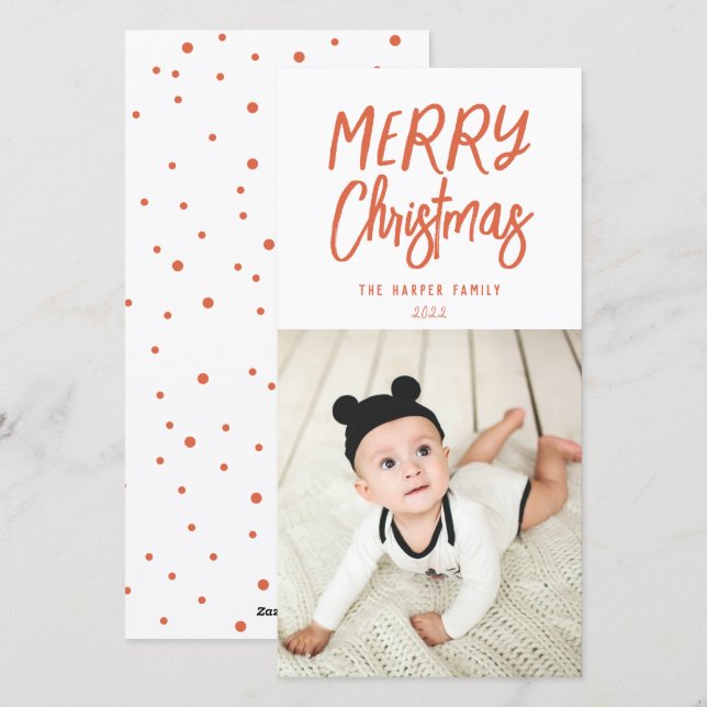 Cartes Pour Fêtes Annuelles Photographie de Noël couleur Whimsical (Devant / Derrière)