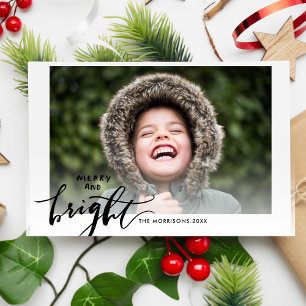 Cartes Pour Fêtes Annuelles Photographie de Noël de Joyeuse et brillante