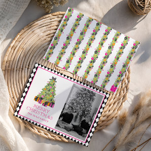 Cartes Pour Fêtes Annuelles Photographie de Noël lumineuse aquarelle Preppy