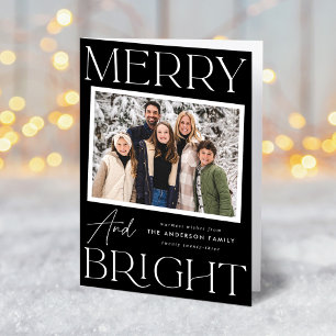 Cartes Pour Fêtes Annuelles Photographie moderne Black Merry et Bright 2 Photo