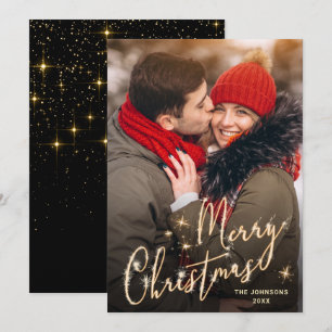 Cartes Pour Fêtes Annuelles Photographie moderne de Noël doré