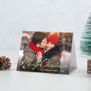 Cartes Pour Fêtes Annuelles Photographie moderne de Noël doré