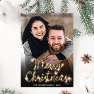 Cartes Pour Fêtes Annuelles Photographie moderne de Noël doré