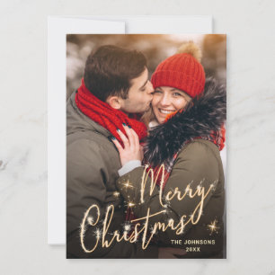 Cartes Pour Fêtes Annuelles Photographie moderne de Noël doré Code QR