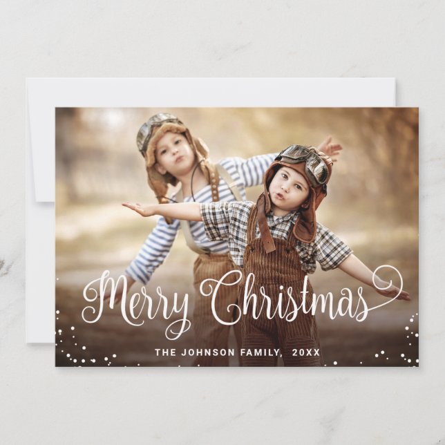 Cartes Pour Fêtes Annuelles Photographie moderne de Noël Joyeux voeux (Devant)