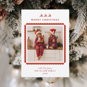 Cartes Pour Fêtes Annuelles Photographie moderne de Noël rouge et blanc