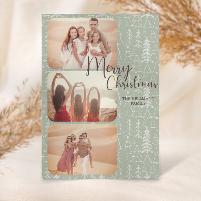 Cartes Pour Fêtes Annuelles Photos boho tendance moderne Joyeux arbres de Noël (Créateur téléchargé)