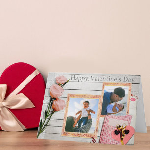 Cartes Pour Fêtes Annuelles Photos de famille personnalisées Valentines rustiq