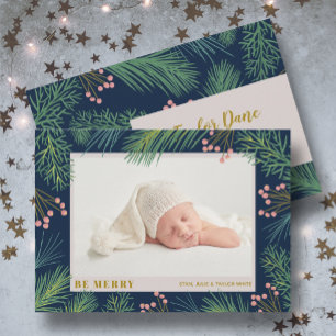 Cartes Pour Fêtes Annuelles Photos de Noël d'hiver Annonce de naissance