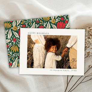 Cartes Pour Fêtes Annuelles Photos de Noël Folk couleur avant minimes