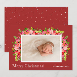 Cartes Pour Fêtes Annuelles Photos de Noël Poinsettias Annonces de naissance